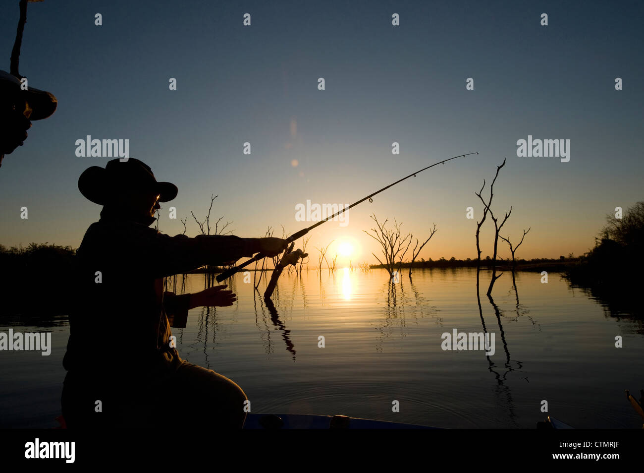 Fishing in the Ume River, Lake Kariba, Zimbabwe Stock Photo