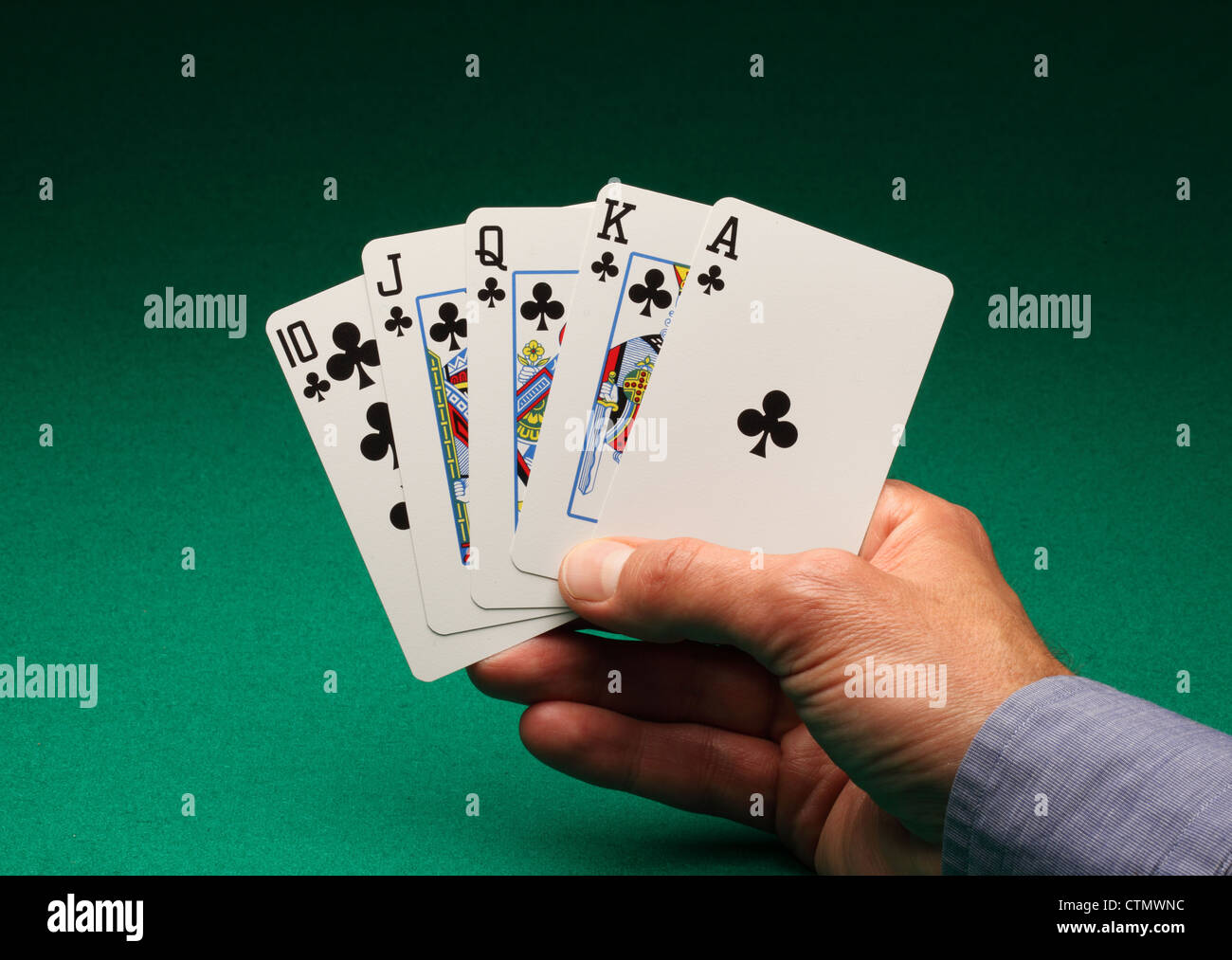 Royal flush in clubs hi-res stock photography and images - Alamy