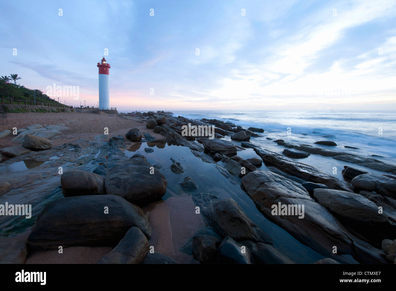 The lighthouse seen at Umhlanga Rocks near Durban, Kwazulu Natal, South Africa Stock Photo