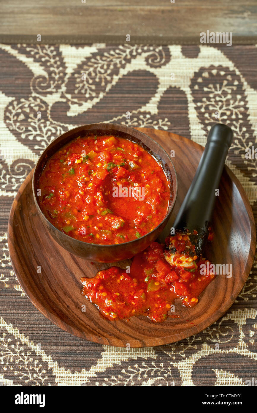 Traditional African cooking. Harissa hot chili paste made with chilies