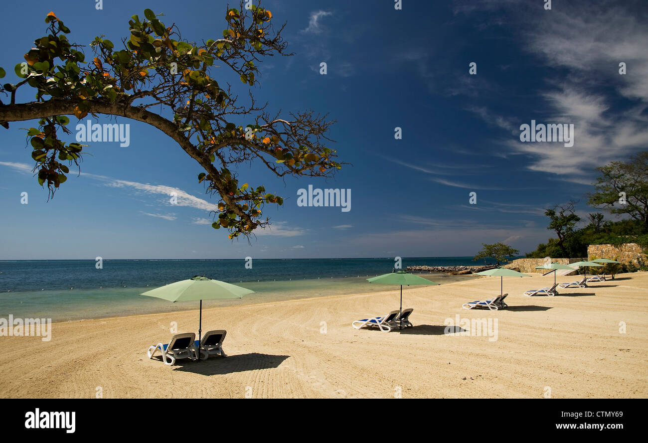 Beach at Pristine Bay Resort in Roatan, Honduras Stock Photo