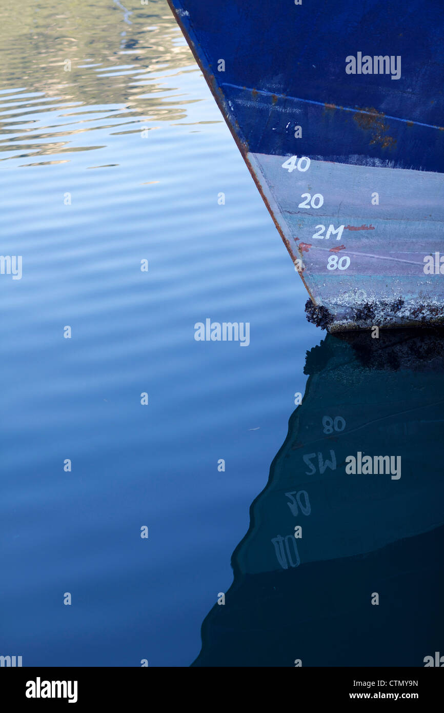 Measurements on hull of ship, Hout Bay, Western Cape, South Africa Stock Photo