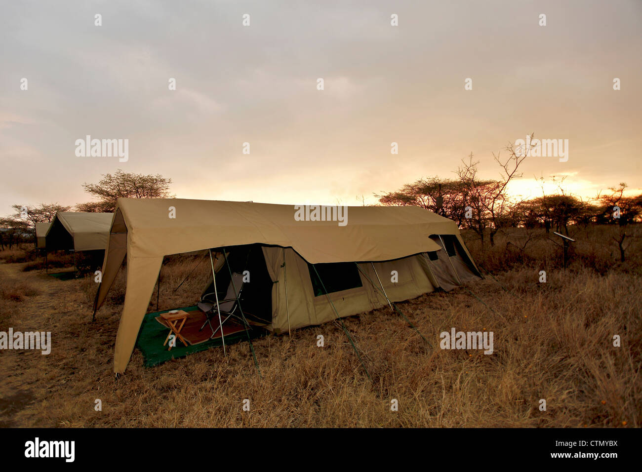 Camping tent, Ngorongoro Crater, Tanzania Stock Photo