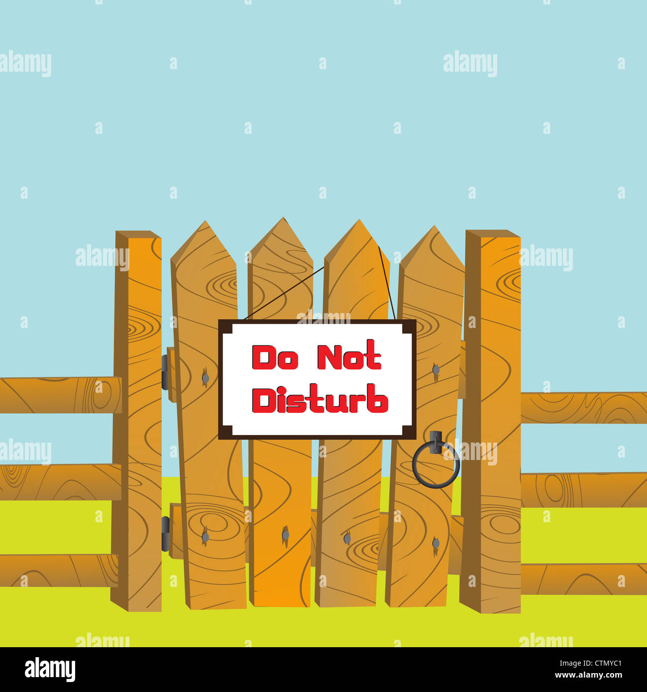 Cartoon style illustration of a wooden gate and fence with 