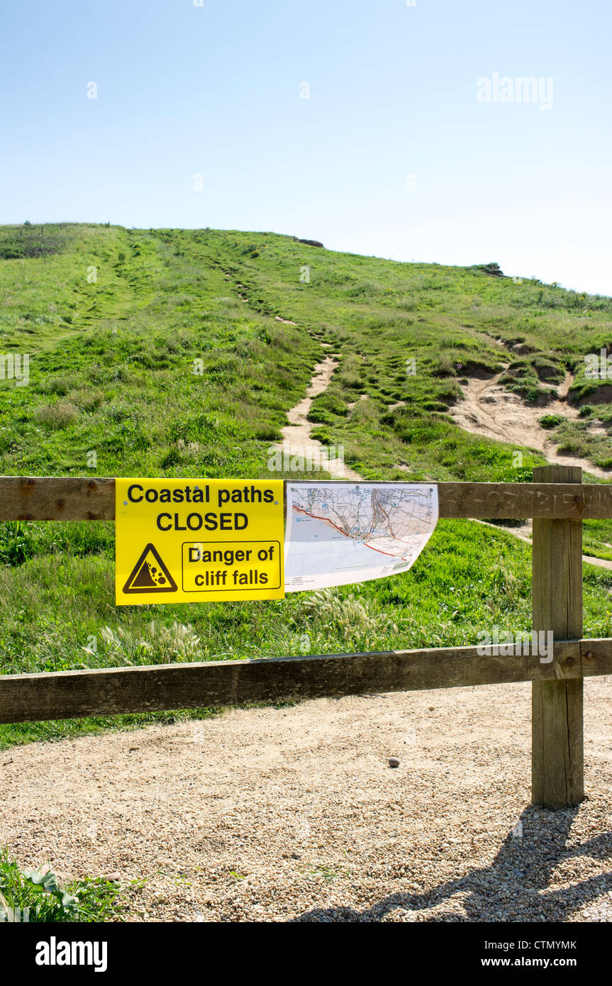 Dorset Coast path West Bay to Bridport section closed due to cliff falls Stock Photo
