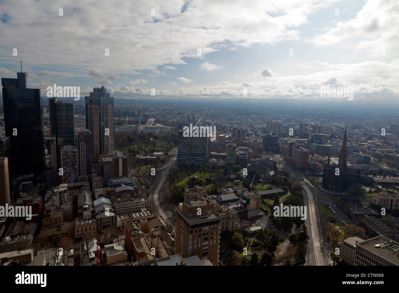 View of the Melbourne CBD and northern suburbs, from the Sofitel Hotel in Collins Street Stock