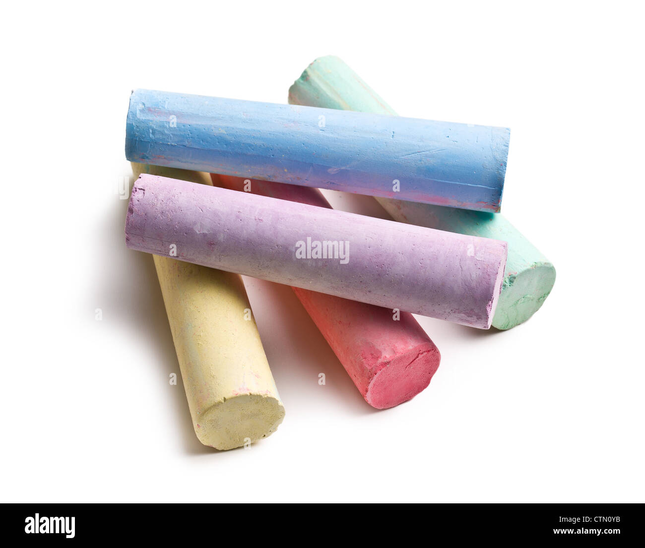 colorful chalks on white background Stock Photo