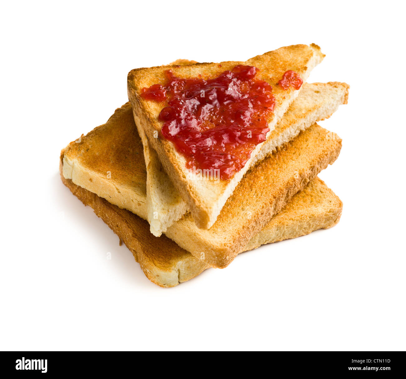 toast with jam on white background Stock Photo Alamy
