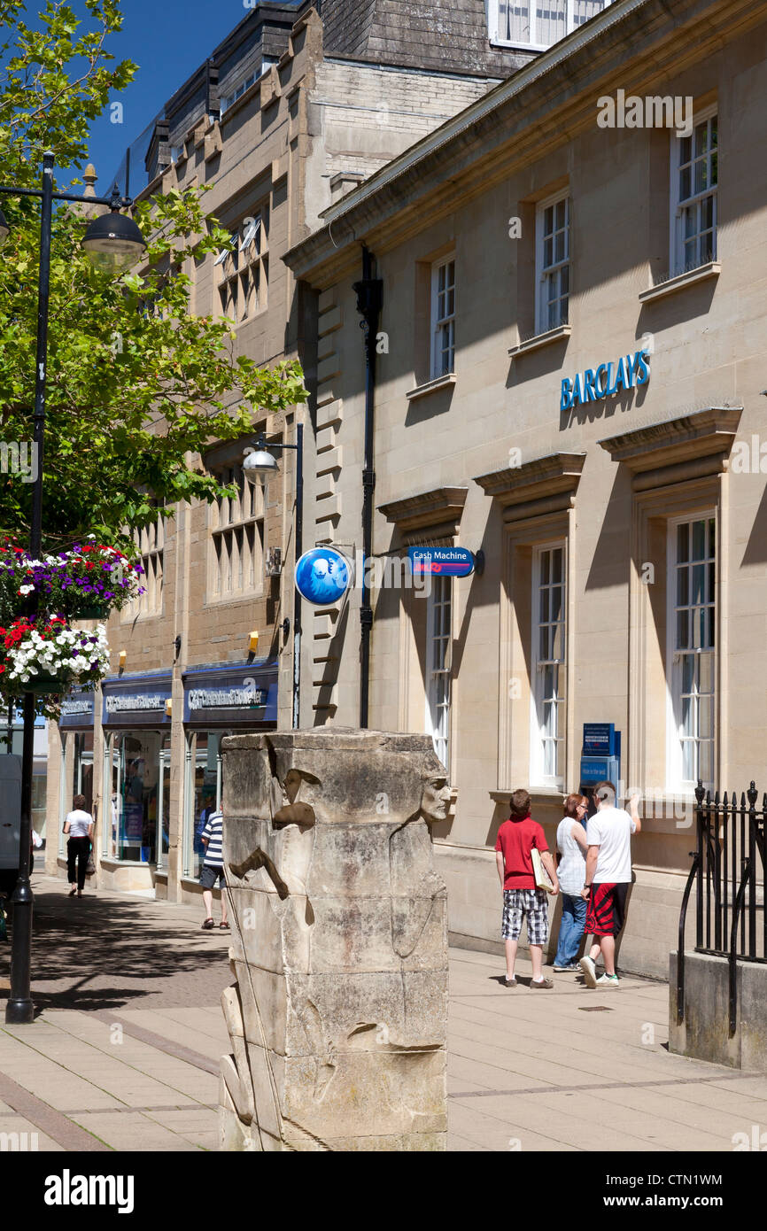 Barclays Bank with people at ATM machine in King George Street, Yeovil, Somerset Stock Photo