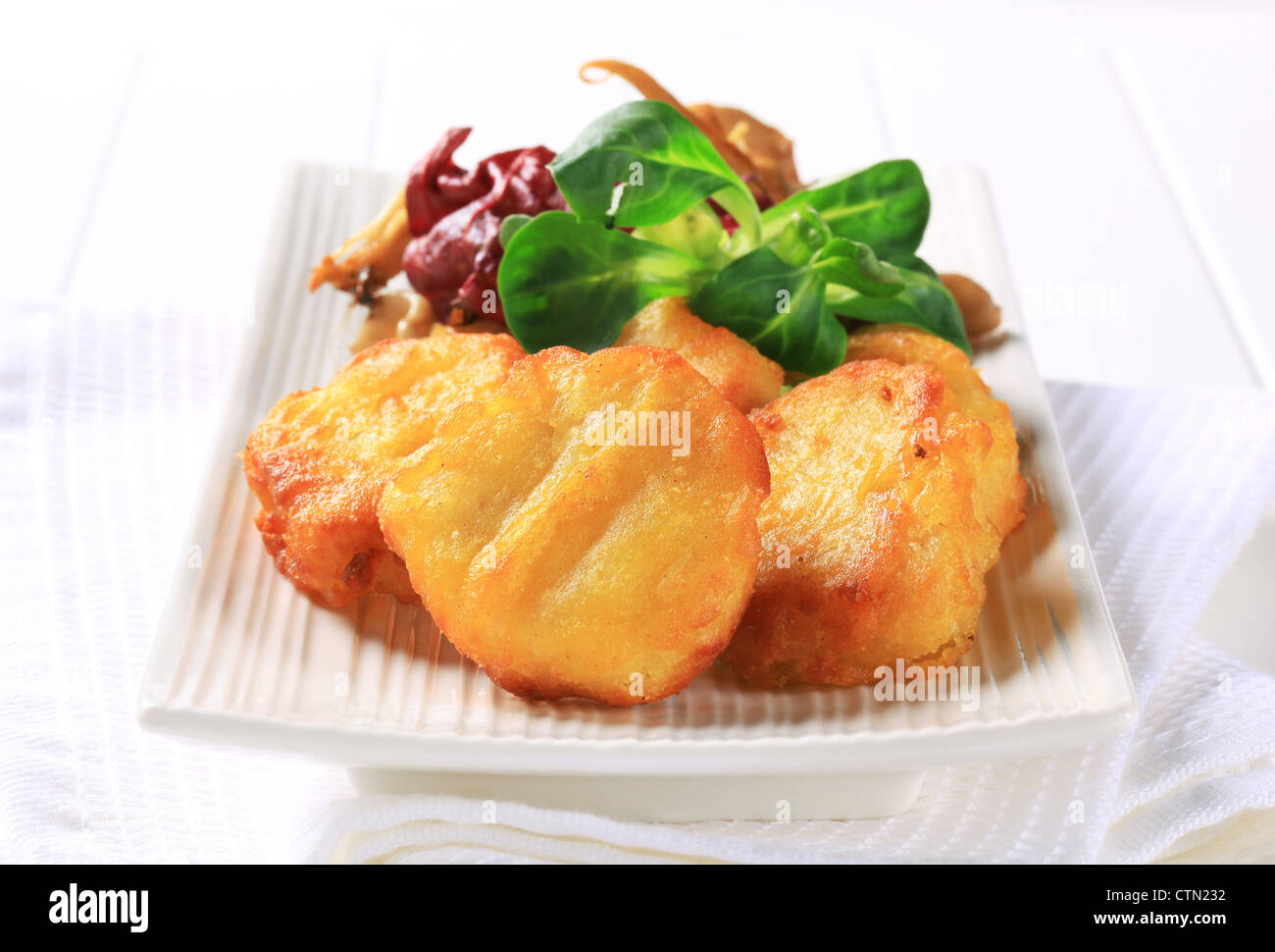 Chicken nuggets sauteed oyster mushrooms hires stock photography and