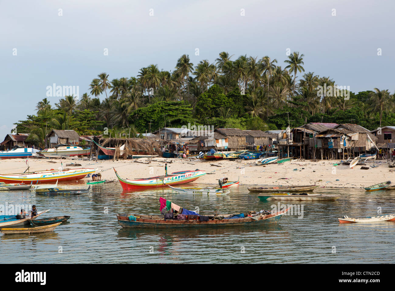 Sea Gypsies on Mabul island in the Semporna Archipelago in south Sabah, Borneo, Malaysia. Famous diving spot Stock Photo