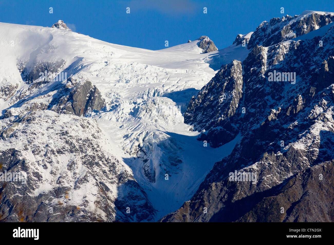 The top of Franz Josef Glacier, New Zealand Stock Photo