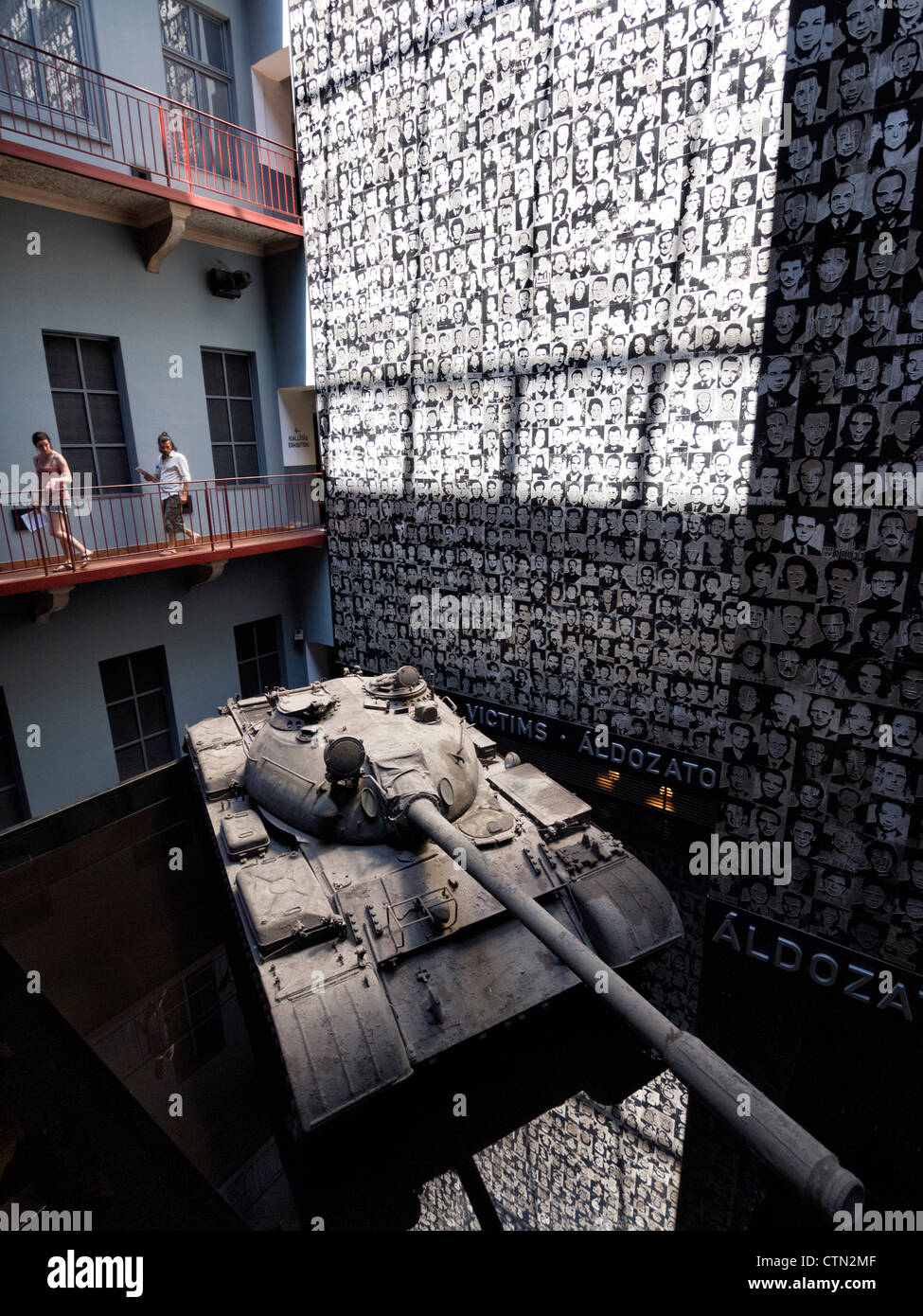 Russian communist tank inside the House of Terror museum in Budapest, Hungary, Eastern Europe Stock Photo