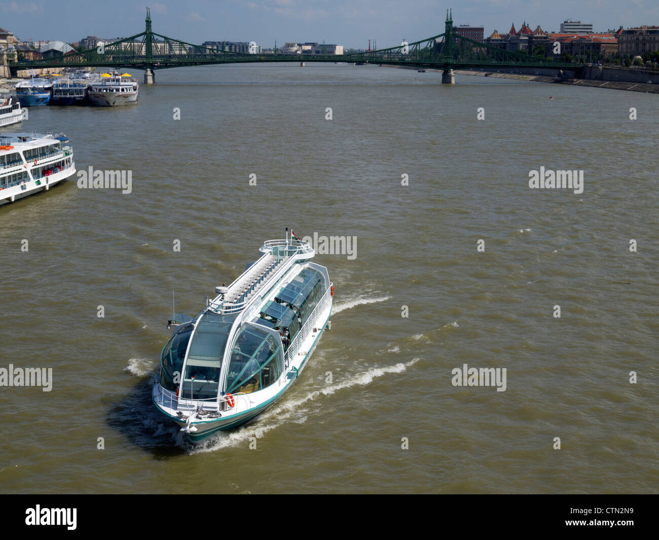 Tourist boat tour in the Danube, Budapest, Hungary, Eastern Europe Stock Photo