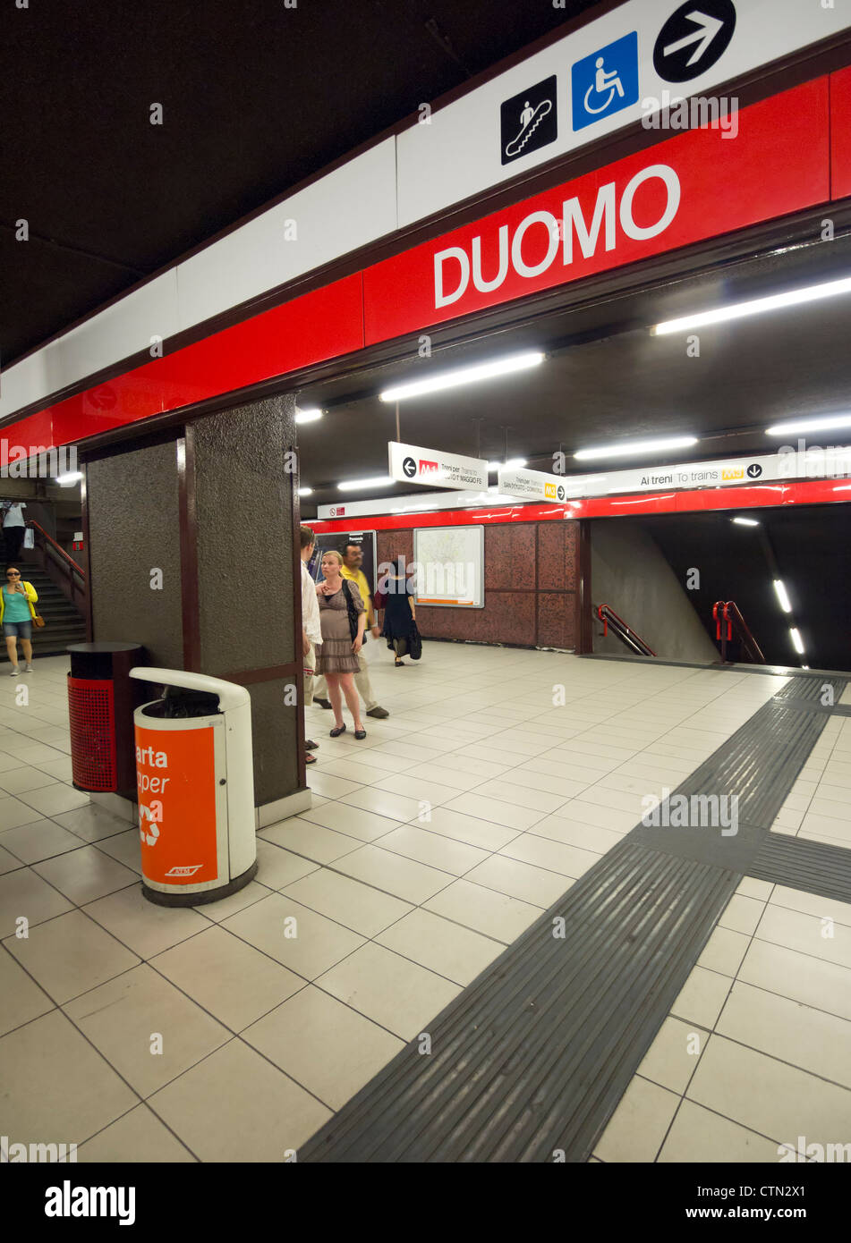 Duomo underground metro station platform in Milan, Italy Stock Photo