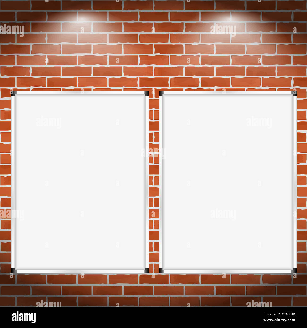 Two vertical billboards on brick wall, vector eps10 illustration Stock ...