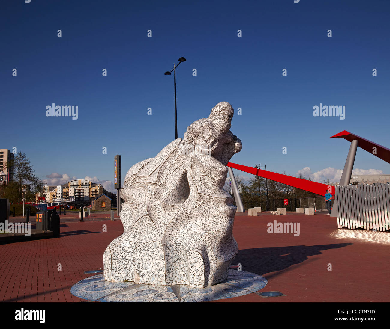 Captain Scot Mosaic sculpture, Cardiff Bay, Wales, UK Stock Photo