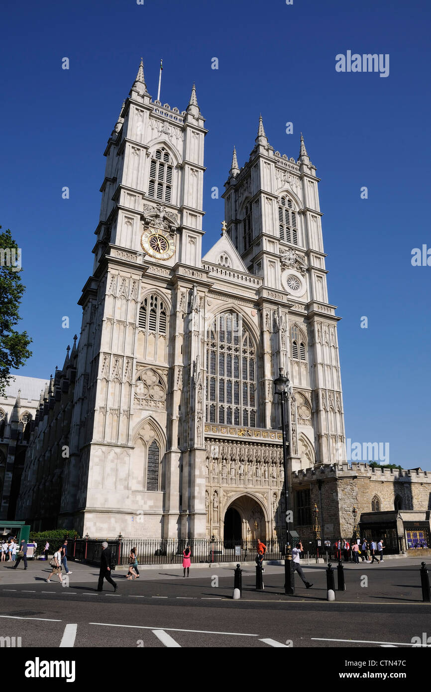 Westminster Abbey front, Westminster, London UK Stock Photo