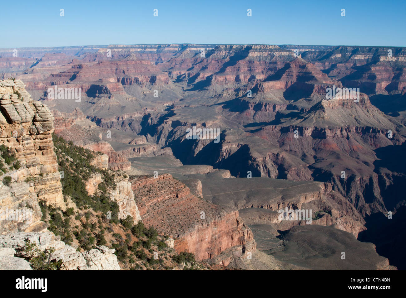 View towards Plateau Point from Mather Point, South Rim, Grand Canyon, Arizona, USA Stock Photo