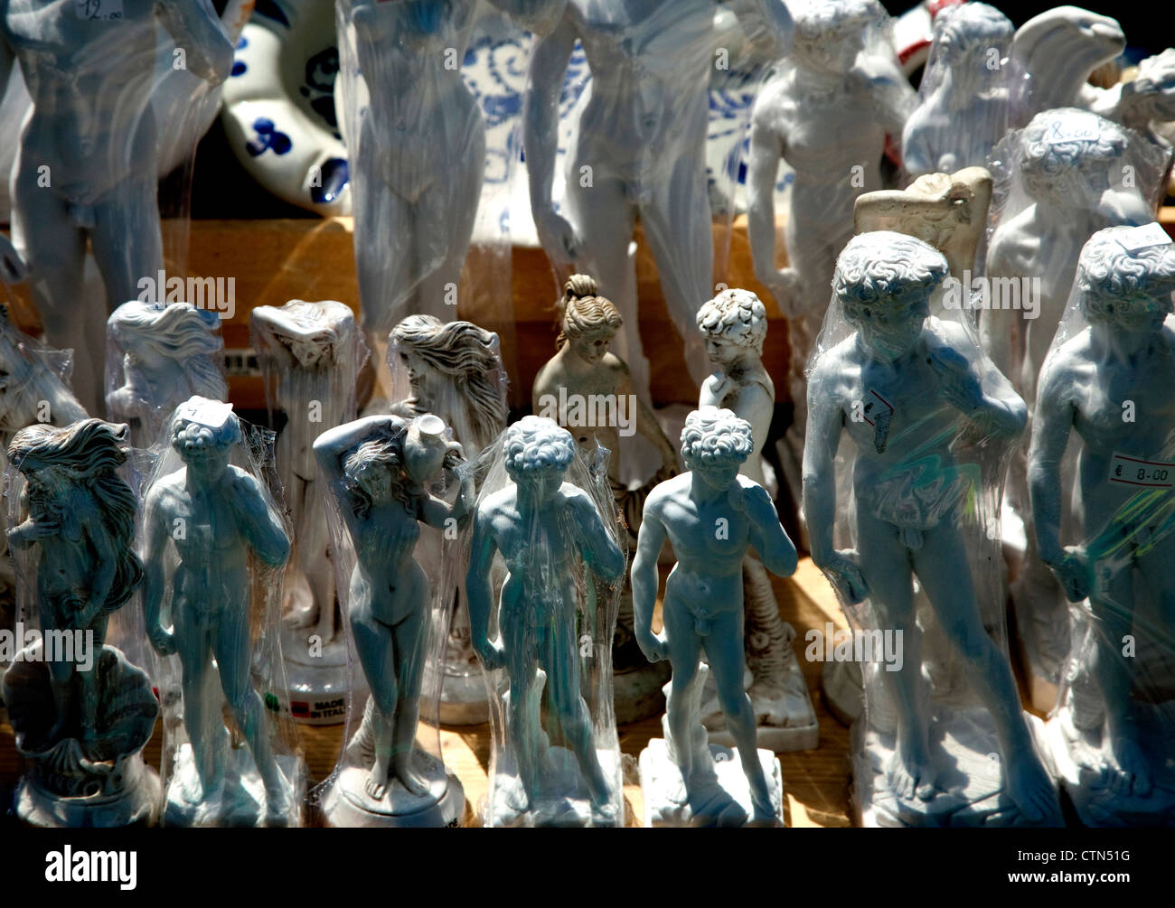Souvenir figurines on sale in Florence, Italy Stock Photo Alamy