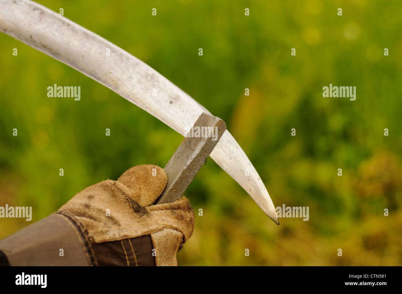 Scythe sharpening hires stock photography and images Alamy