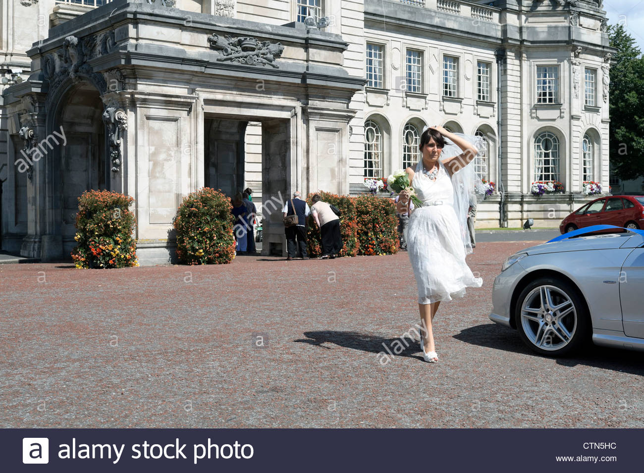 Bride In A White Wedding Dress At Cardiff City Hall South Wales