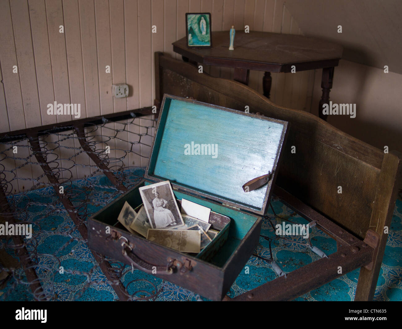 Photographs in Abandoned House, Vatersay, Outer Hebrides Stock Photo