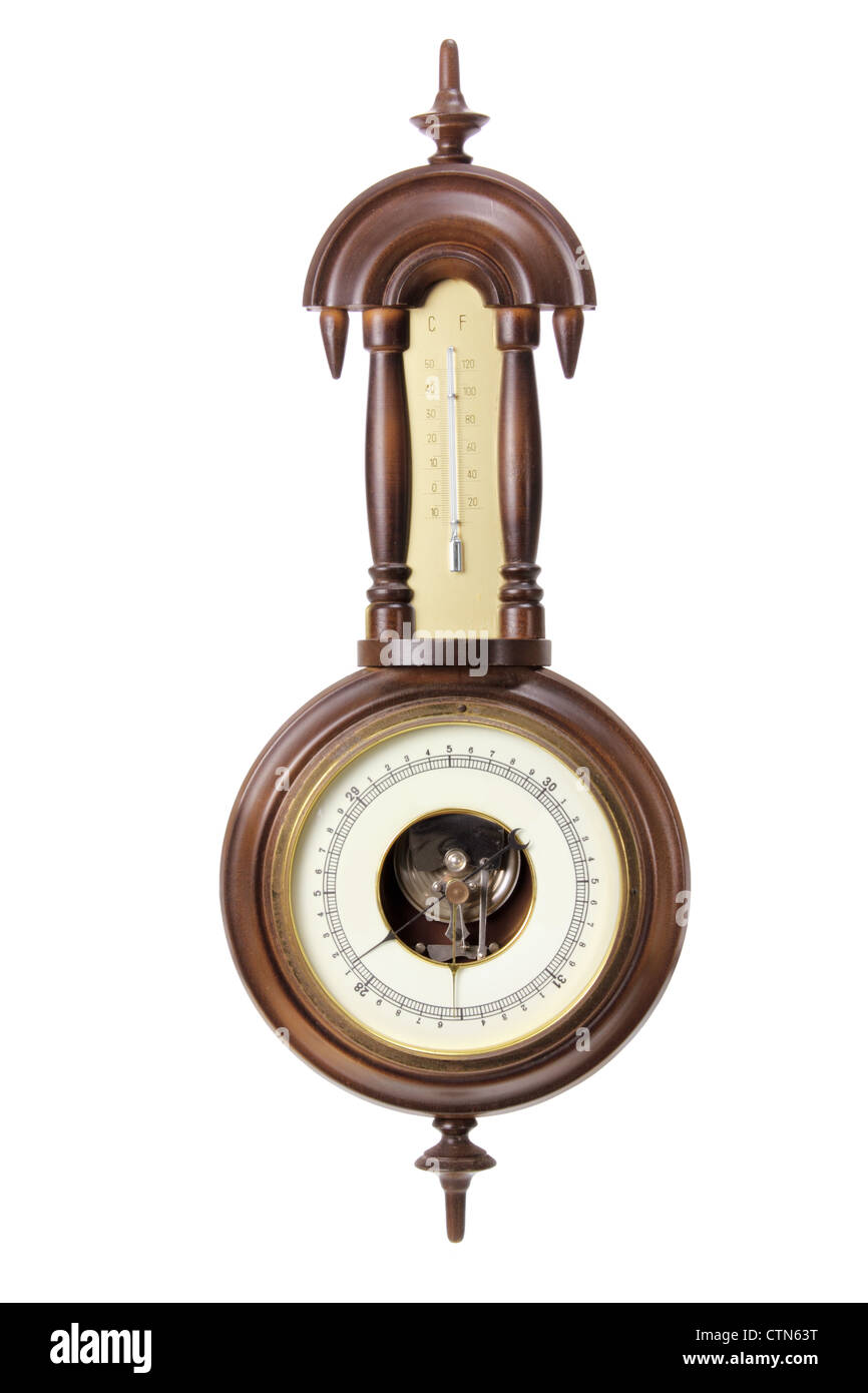Antique Thermometer and Hygrometer Stock Photo