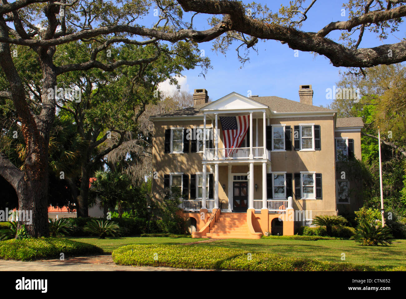 Bay Street Home, Historic District, Beaufort, South Carolina, USA Stock