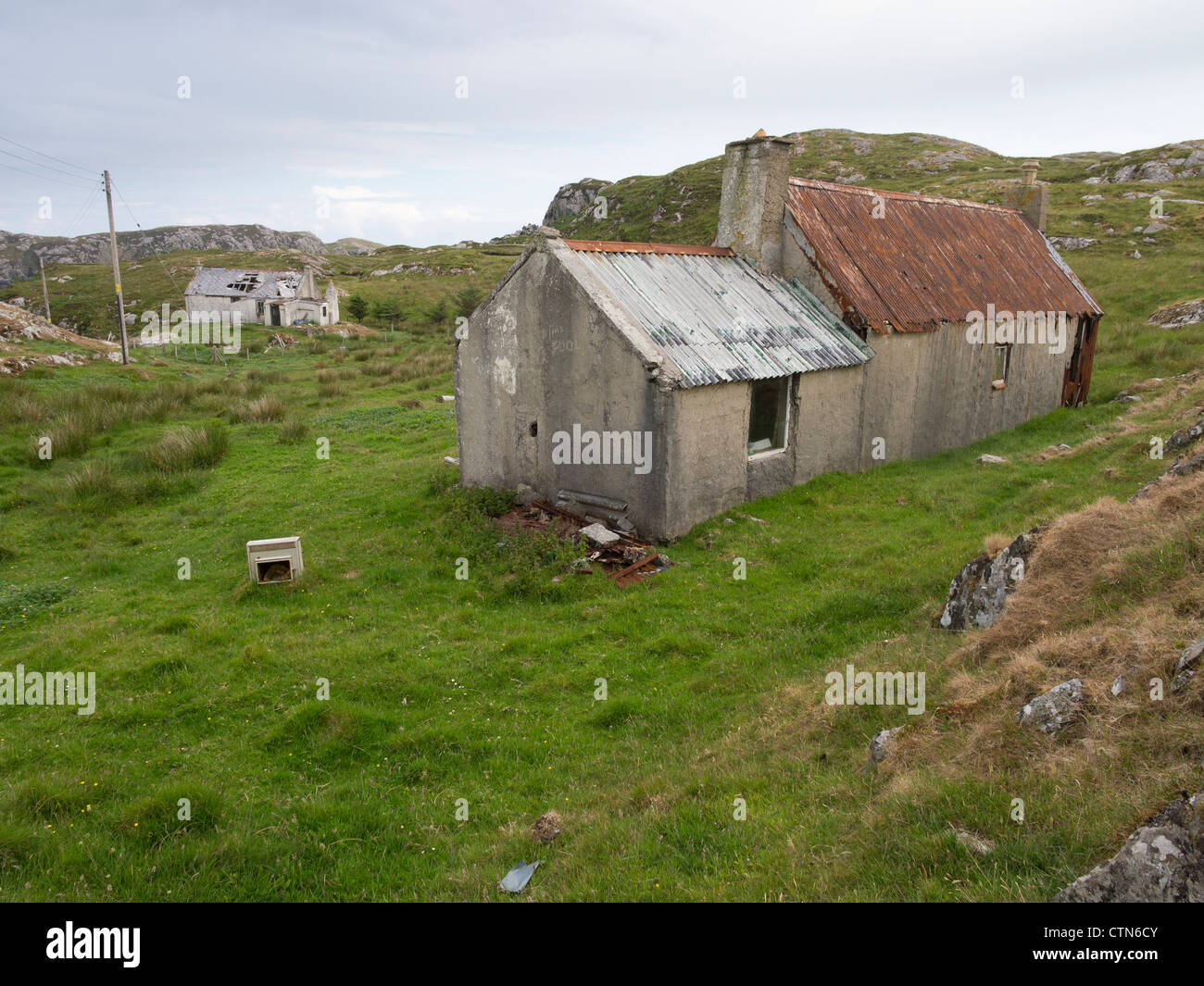 Abandoned Croft Houses, Isle of Harris, Scotland Stock Photo