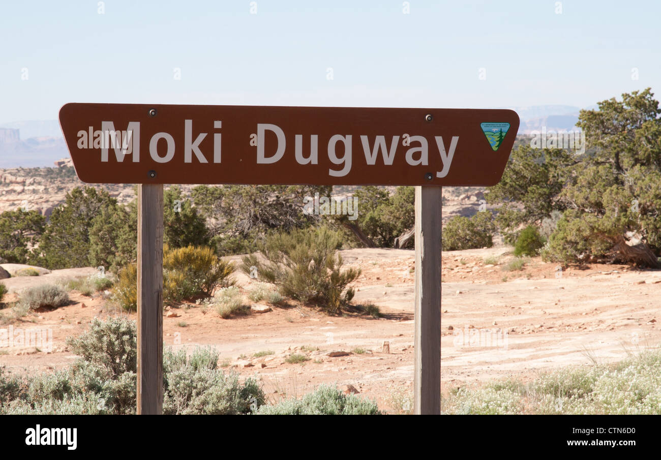 Moki Dugway Sign, San Juan County, Utah Stock Photo