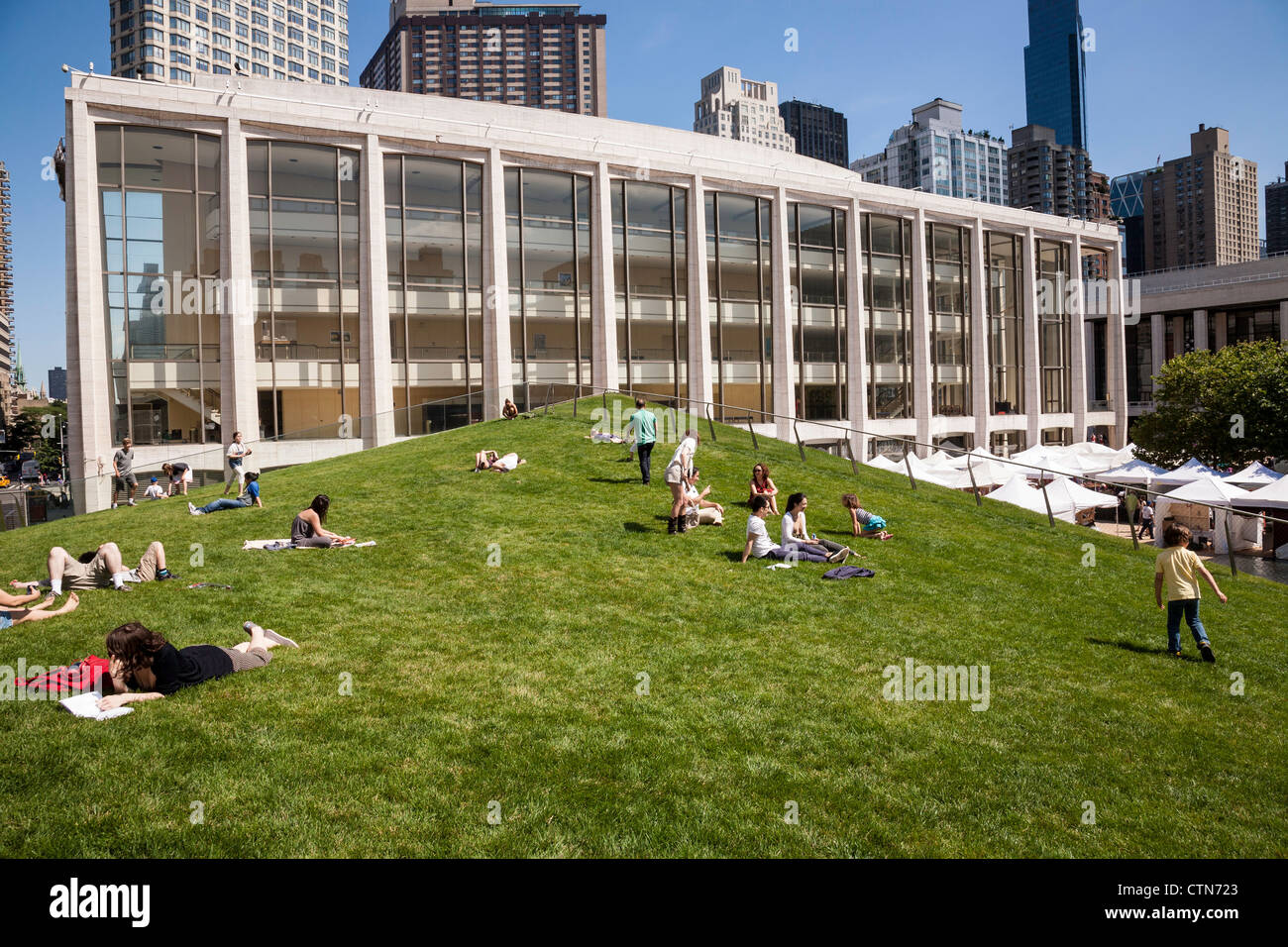 Laurie M. Tisch Illumination Lawn in the Hearst Plaza at Lincoln Center, NYC Stock Photo