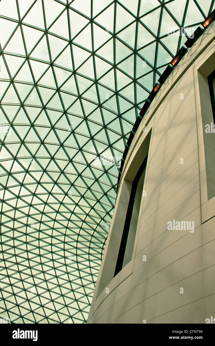 The ceiling and central wall of the Great Hall in the British Museum London Stock Photo