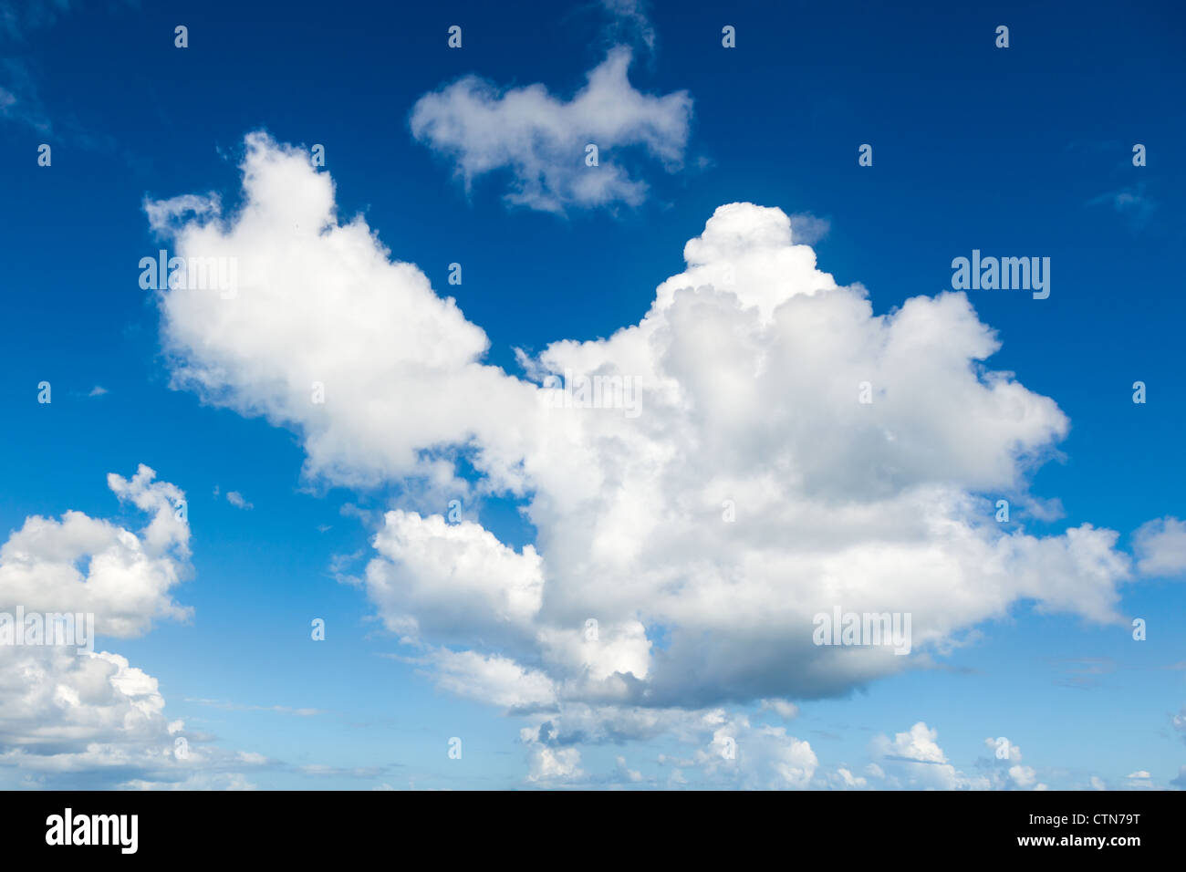 Beautiful Blue Sky with White Fluffy Cumulus Clouds Background Stock ...