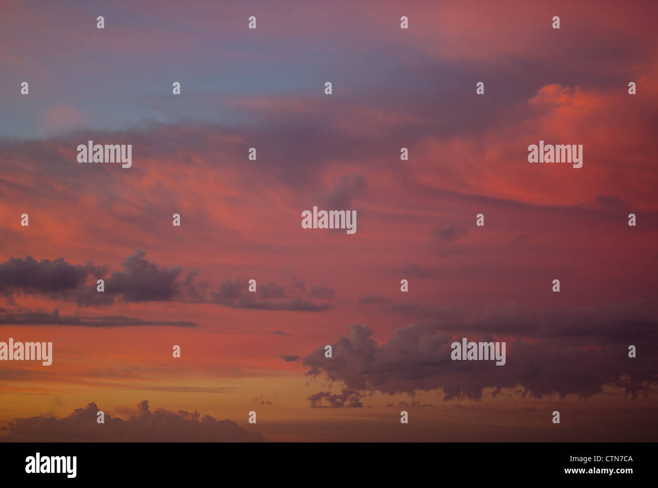Red sky with clouds at sunset Stock Photo - Alamy