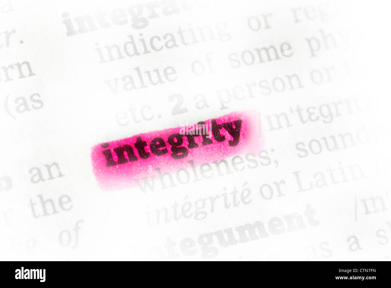 Integrity Dictionary Definition highlighted in dictionary closeup Stock ...