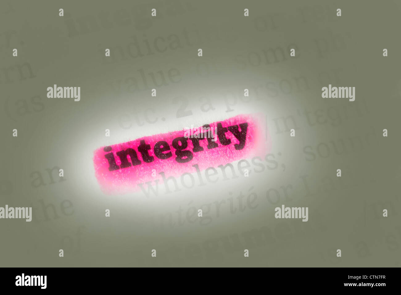 Integrity Dictionary Definition highlighted in dictionary closeup Stock