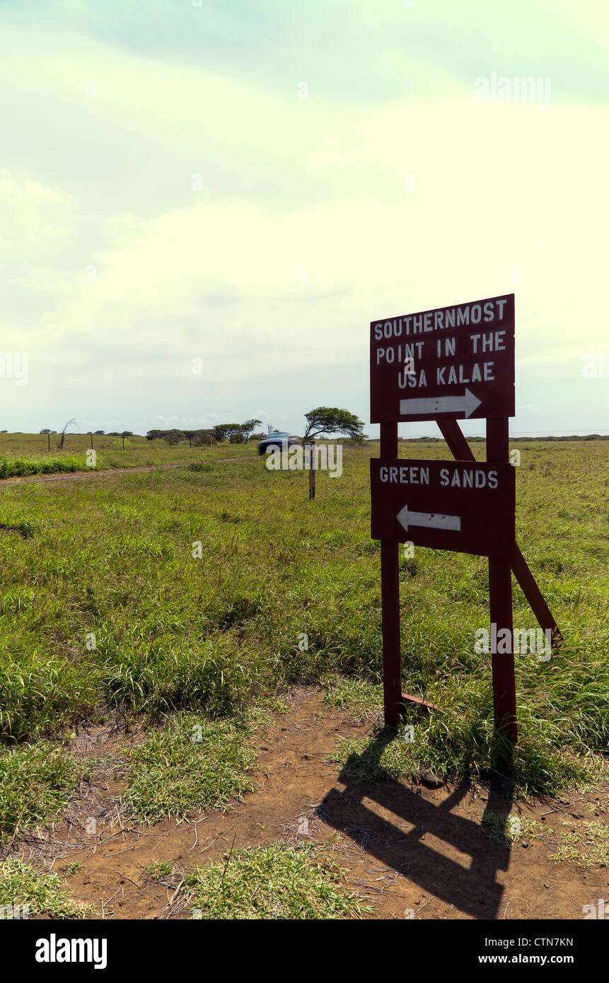 Directions to South Point and Green sand Beach, Big Island, HI Stock Photo Alamy