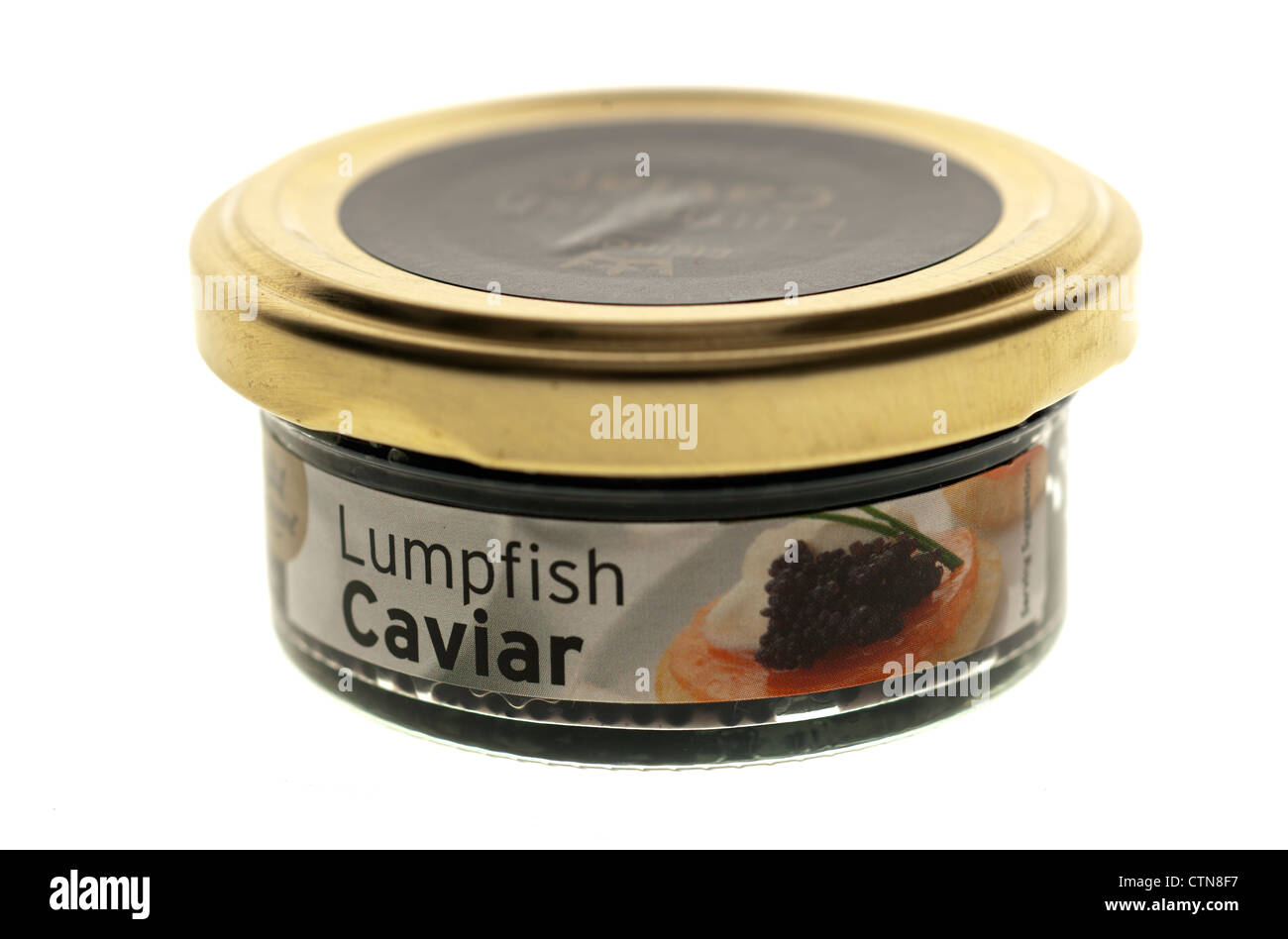 Jar of lumpfish caviar Stock Photo