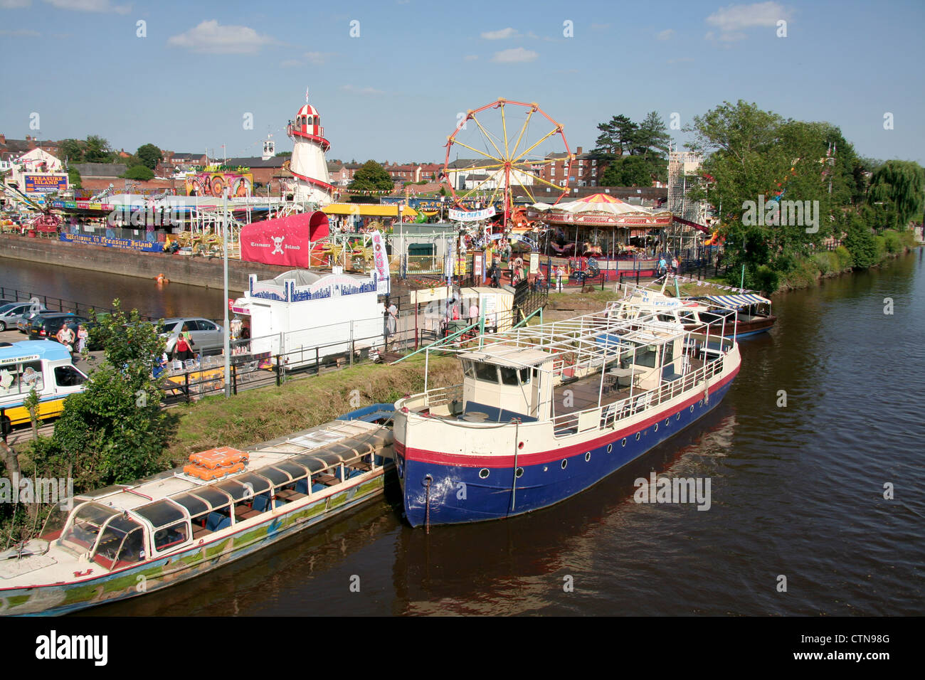 Fairground Treasure Island Amusement Park and River Severn Stourport on