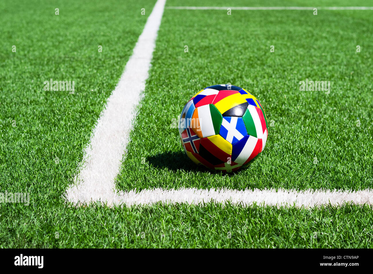 Different flags on Soccer ball for championship Stock Photo Alamy