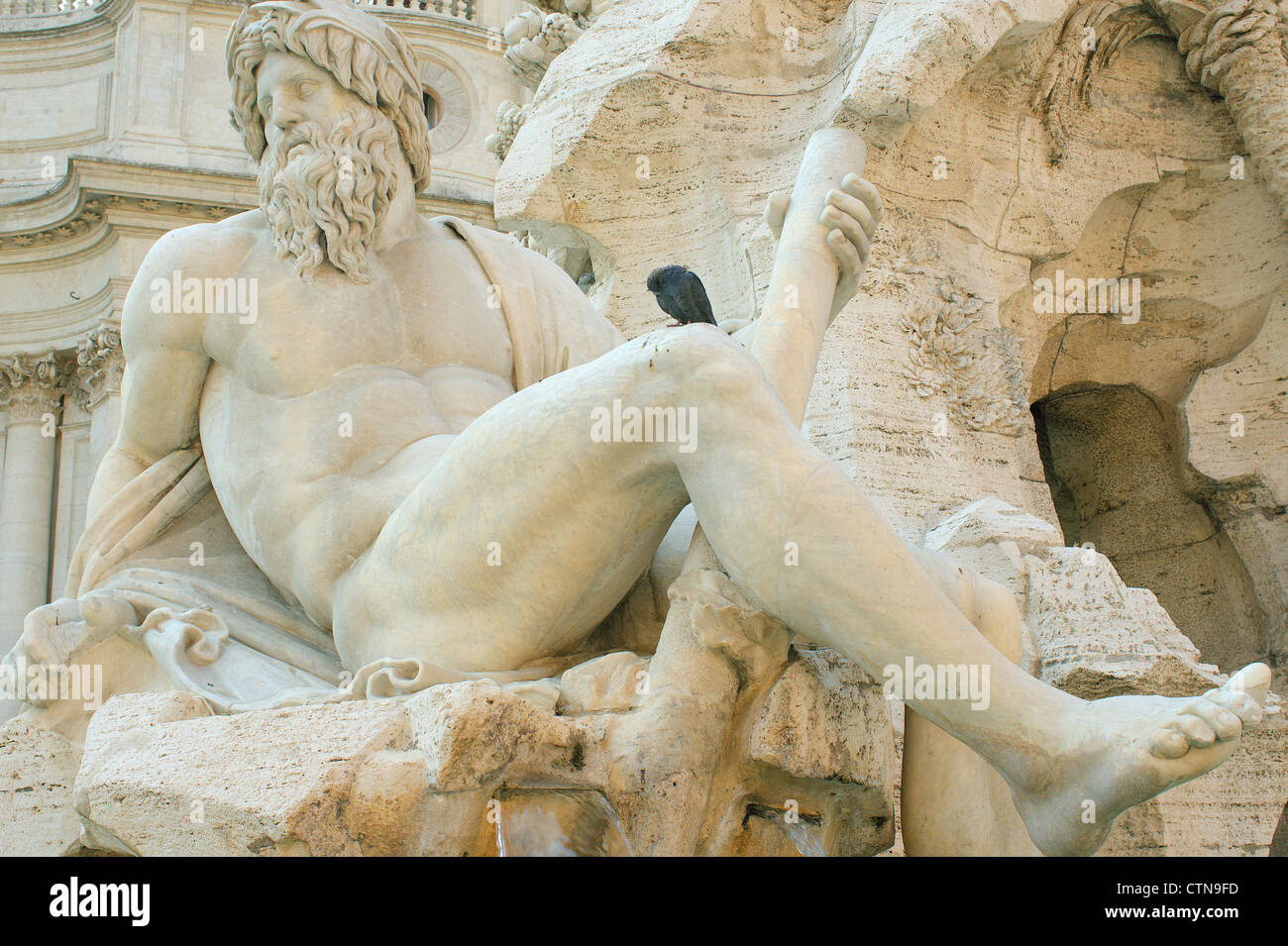 Sculptures Fountain of the Four Rivers Bernini Piazza Navona Rome Stock Photo