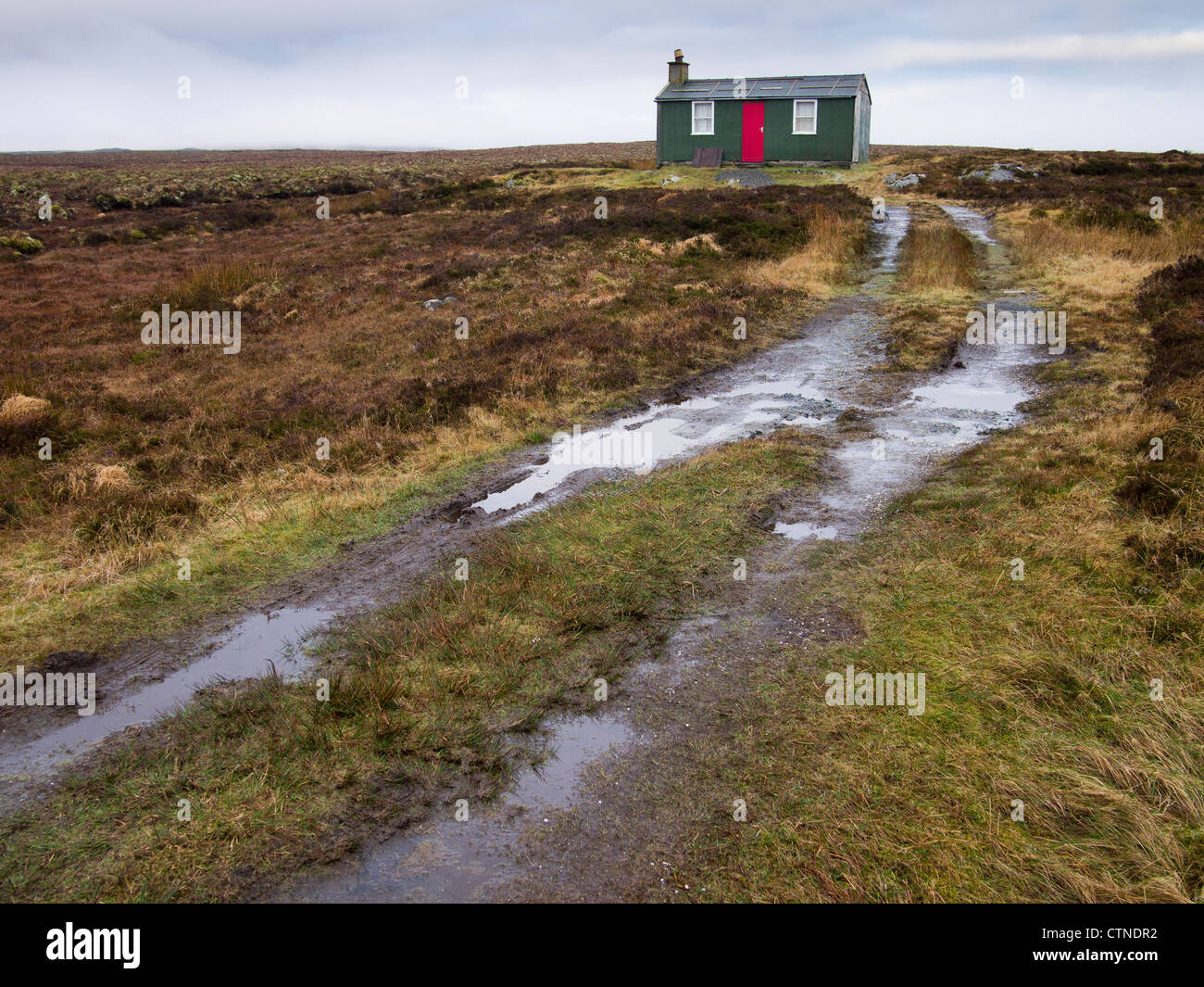 Shieling and Path, Isle of Lewis, Scotland Stock Photo