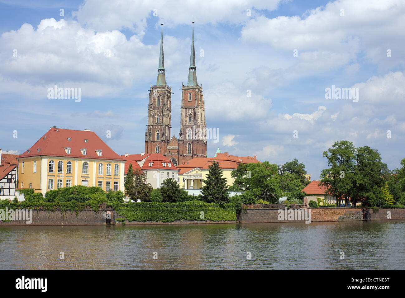 Saint John gothic cathedral Odra river Archbishop's residence in a ...