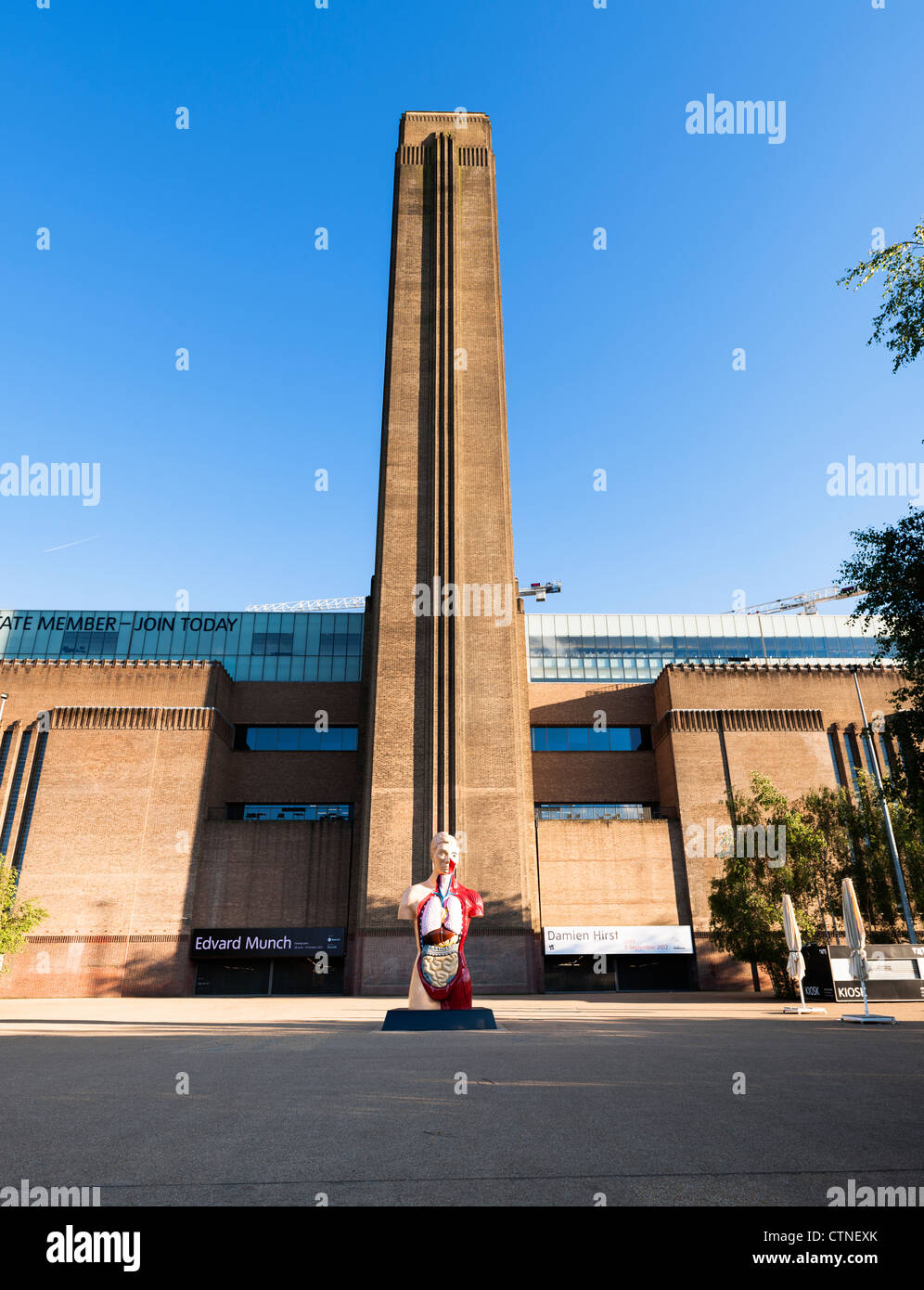 The Tate Modern northern facade on a sunny evening. Stock Photo