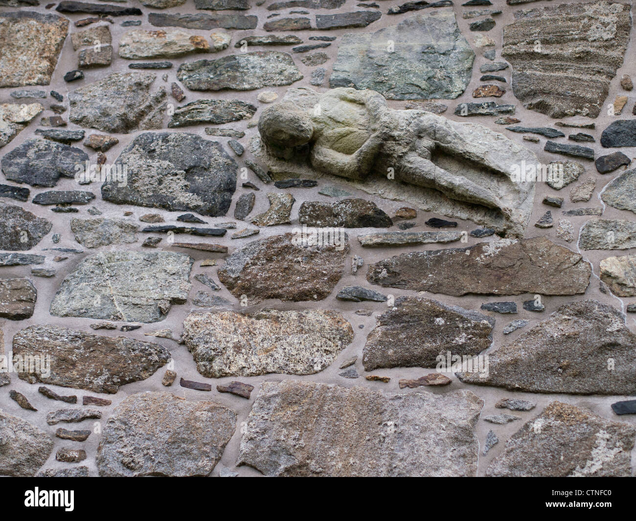Detail of Stone Tower at St Clement's Church, Rodel, Isle of Harris Stock Photo