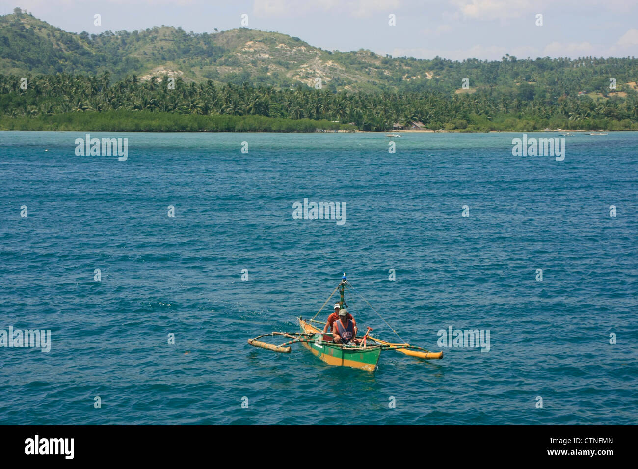 Outrigger boat in a sea, Philippines Stock Photo