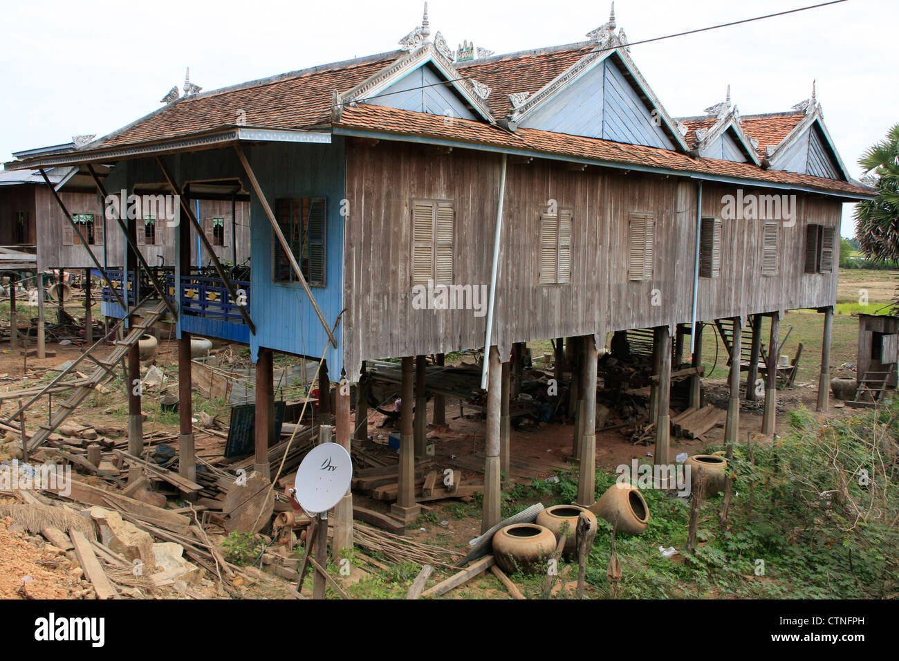 Stilt houses in a small village, Cambodia Stock Photo