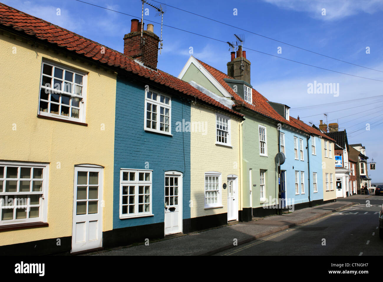 Colourful Cottages Southwold Suffolk England Uk Stock Photo
