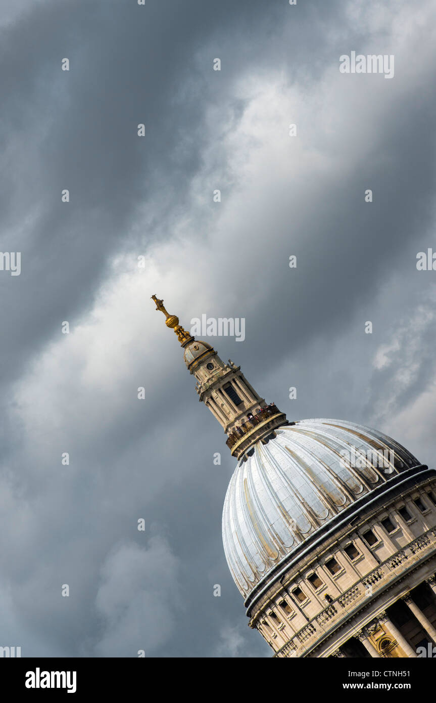 Abstract view of Saint Paul's Cathedral in London with dark brooding sky Stock Photo